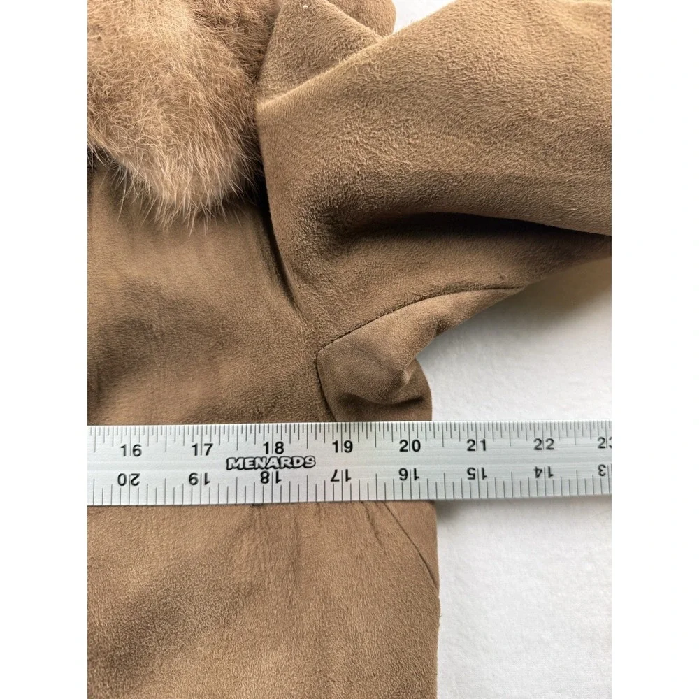 Highlander Vtg 1960's Brown Suede Mink Collar Coat Size M